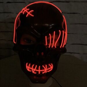 Skeleton LED Light up Halloween Mask NEW! Scary Spooky Mask